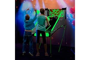 E-JET Basketball Arcade Game Glow in The Dark, Basketball Gifts for Boys Girls, Child & Grandchild, Age 3 4 5 6 7 8 9 10 Years Old Birthday Christmas Party | Luminous Light Up Easy Fold Basketbll Hoop