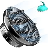 Universal Hair Diffuser Attachment for 1.4"-3.1" Blow Dryer Nozzles | Diffuser Hair Dryer, Professional Hair Diffuser for Curly Wavy Long Hair, Reduce Frizz&amp;Define Curls, Home/Travel Use, Black