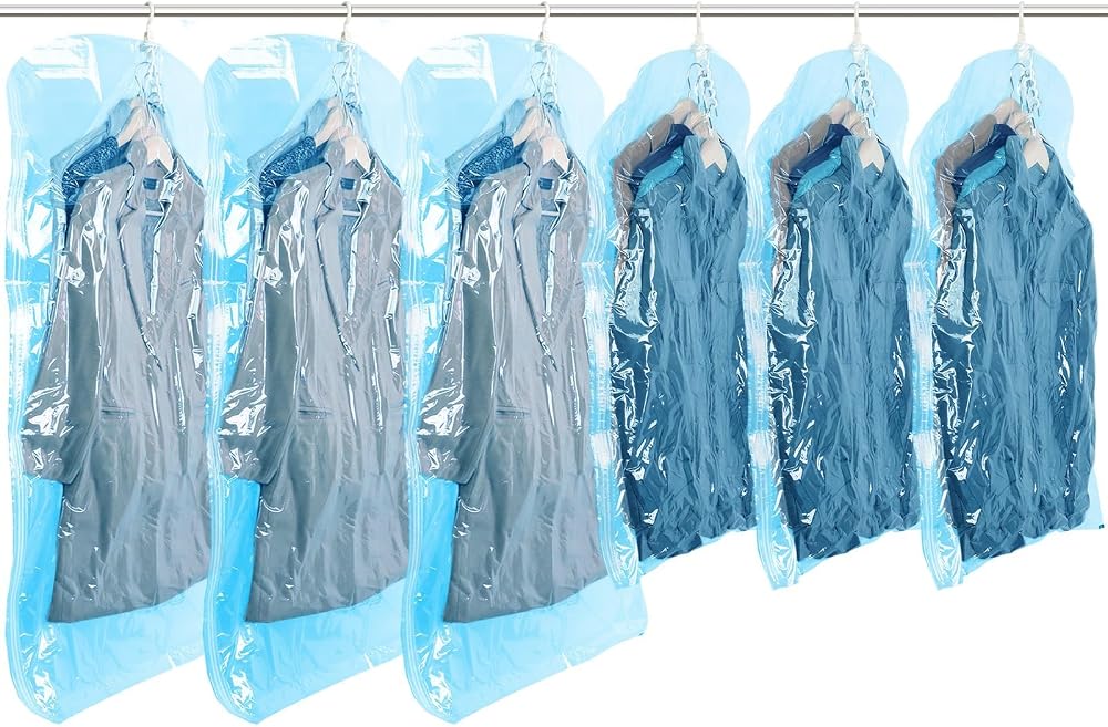 TAILI Hanging Vacuum Storage Bags 6 Combo Pack for Clothes Wardrobe Space Saver