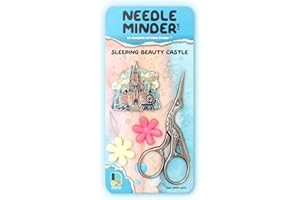 Awesome Pattern Studio Sleeping Beauty Castle Magnetic Needle Minder + 2 Needle Threaders + Crane Scissors. Enamel Pin for Cross Stitch, Embroidery and Craft