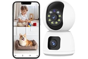 DYPCO Indoor Security Camera Dual Lens,Pan/Tilt Indoor Camera Wireless, 5G& 2.4GHz WiFi,1080P Pet Camera Indoor with Phone App Motion Detection, 2-Way Talk, Night Vision, Siren Alarm Home Cameras