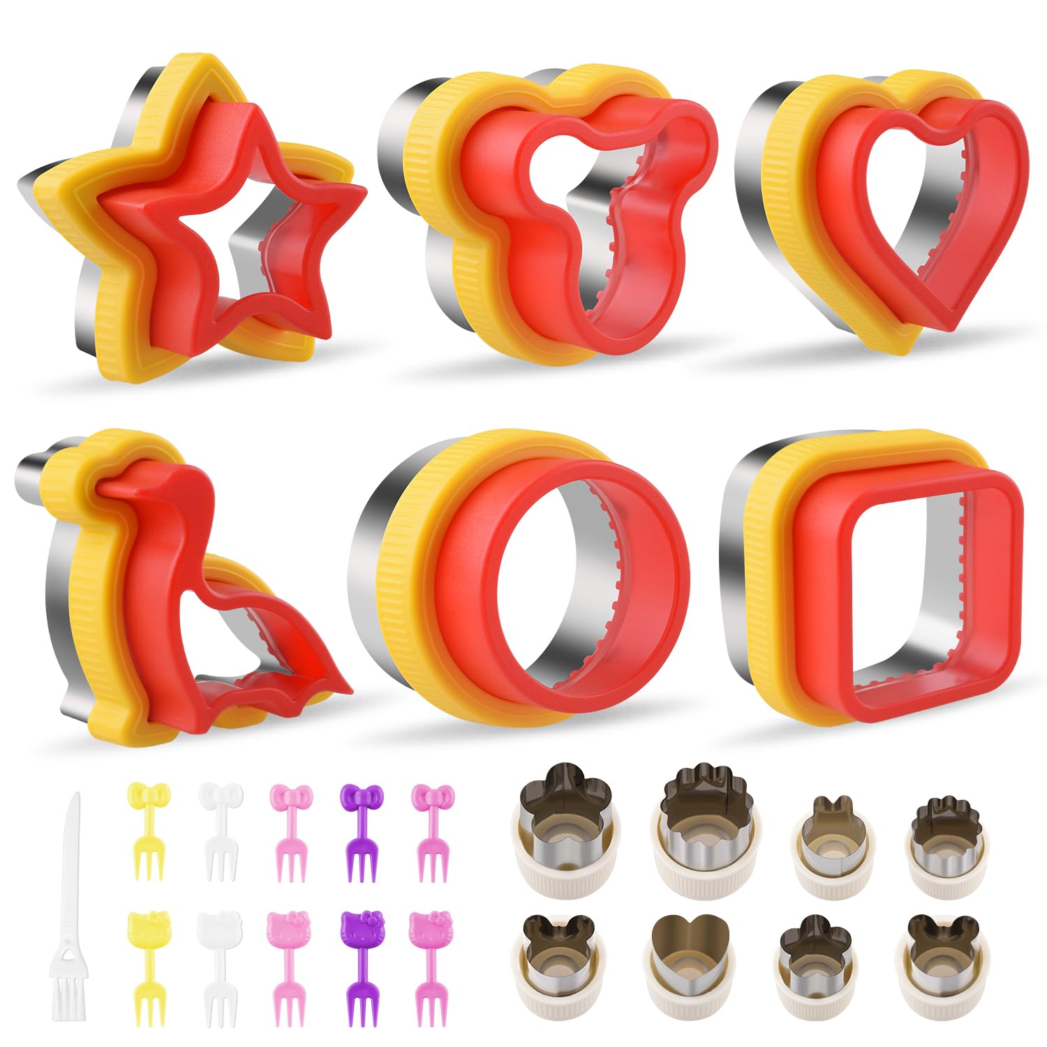 Photo 1 of Sandwich cutter Set, Large Pancake Maker with Heart, Square, Circle, Dinosaur Shapes - Fun & Easy DIY Breakfast & Lunch for Kids ?25 pcs Includes Sandwich & Grape Cutters