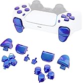 eXtremeRate Replacement D-pad R1 L1 R2 L2 Triggers Share Options Face Buttons, Chameleon Purple Blue Full Set Buttons Compatible with ps5 Controller BDM-010 & BDM-020