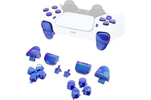 eXtremeRate Replacement D-pad R1 L1 R2 L2 Triggers Share Options Face Buttons, Chameleon Purple Blue Full Set Buttons Compati