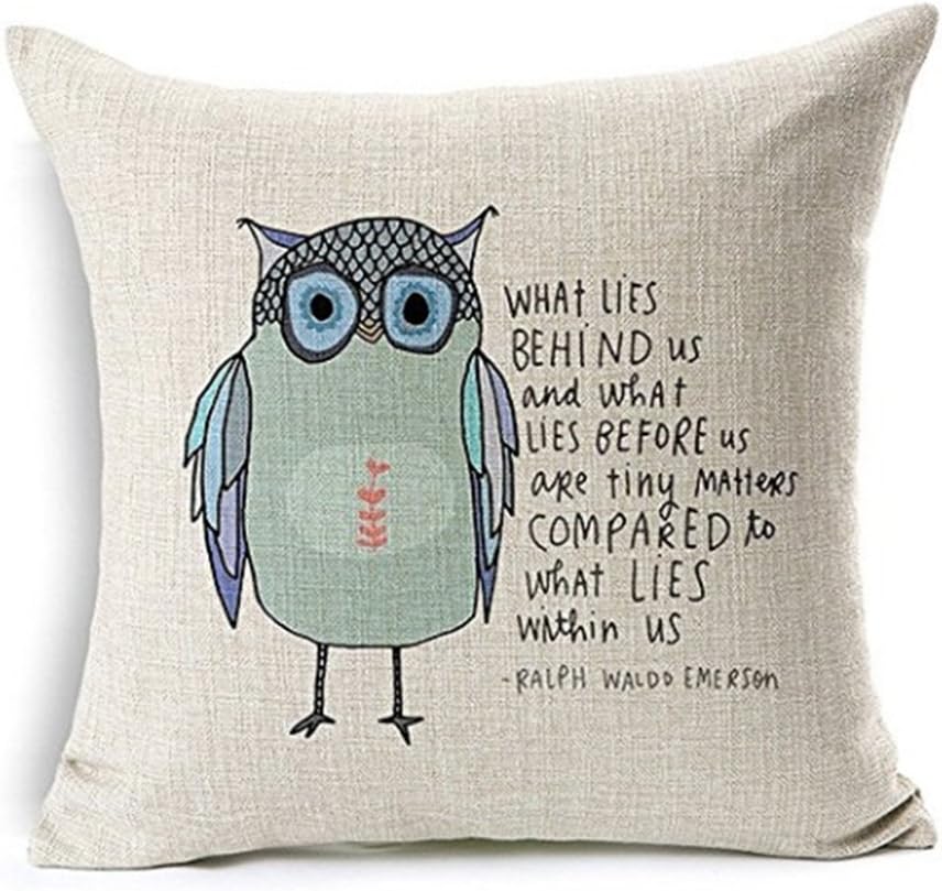 Aremazing Cartoon Animal Cotton Linen Home Decor Pillowcase Throw Pillow Cushion Cover 18 x 18 Inches (Cute Owl Sayings)