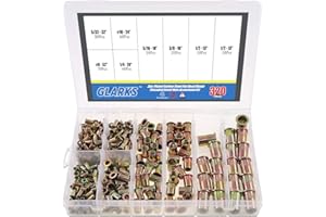 Glarks 320Pcs 5/32"-32UNC 8-32UNC 10-24UNC 1/4"-20UNC 1/4"-20UNC 5/16"-18UNC 3/8"-16UNC 1/2"-13UNC Zinc Plated Carbon Steel F
