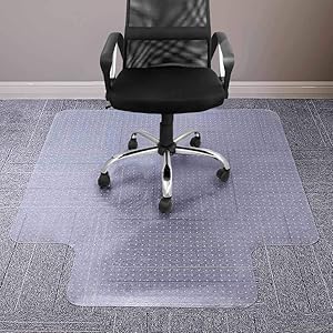 Office Chair Mat for Carpeted Floor, 36 x 48 inches, Premium PVC Material Chair Mat with Lip, Easy Glide Transparent Mats for Chairs, Good for Desks, Floor Mats for Office, Protects Floors