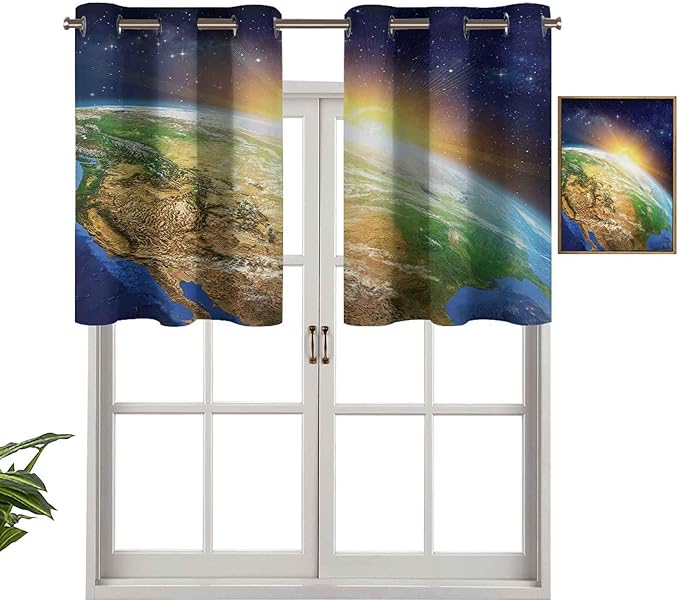 Hiiiman Panel de cortina de bloqueo UV con vista celestial del amanecer