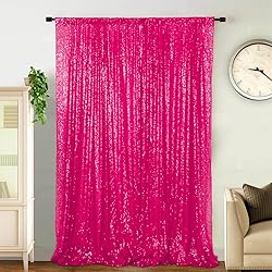 DUOBAO Sequin Backdrop Curtain Hot Pink Photo