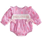 Yuufuniy Baby Girl Mardis Gras Outfit Mask Smocked Bubble Romper Long Sleeve Ruffle Onesie Carnival Baby Spring Clothes