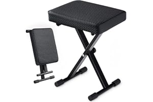 Korrie Home Adjustable Piano Bench, Waterproof Synthetic Leather Padded Seat, X-Style Stool with 2.4 inch Thicken Soft Cushion, for Keyboards Piano Guitar, 9.1"x12.2"x20" Black