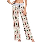 Fisyme Pajama Pants for Women Pjs Bottoms Drawstring Wide Leg Jogger Lounge Yoga Sweat Pants