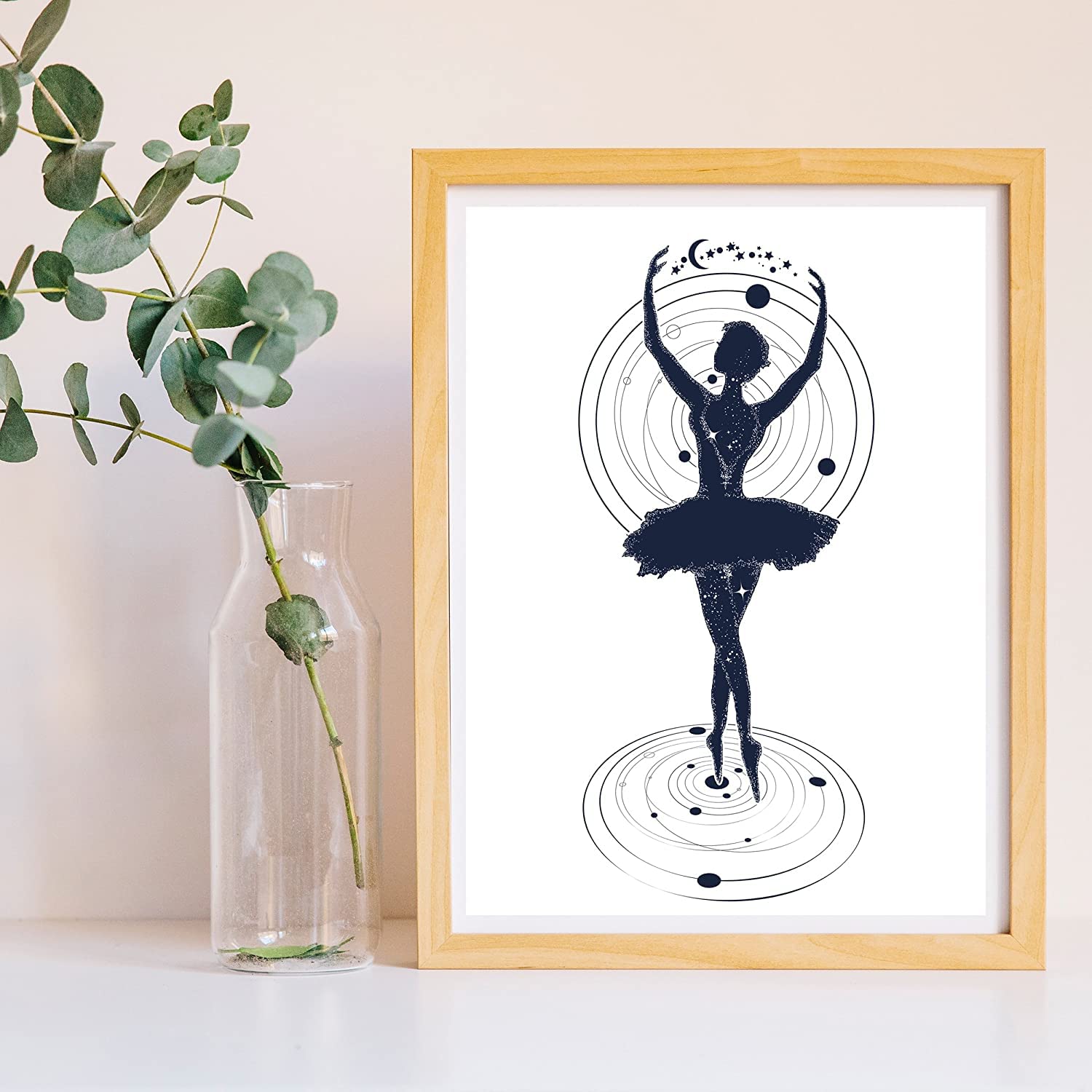 Nacnic FILM FOR FRAMING Ballerina. Poster with Image Dancing with the Cosmos. Poster Nordic Style. Foil Printed on Paper 250 Grams and Resistant Inks. A3 size. Product of Design. — image 1