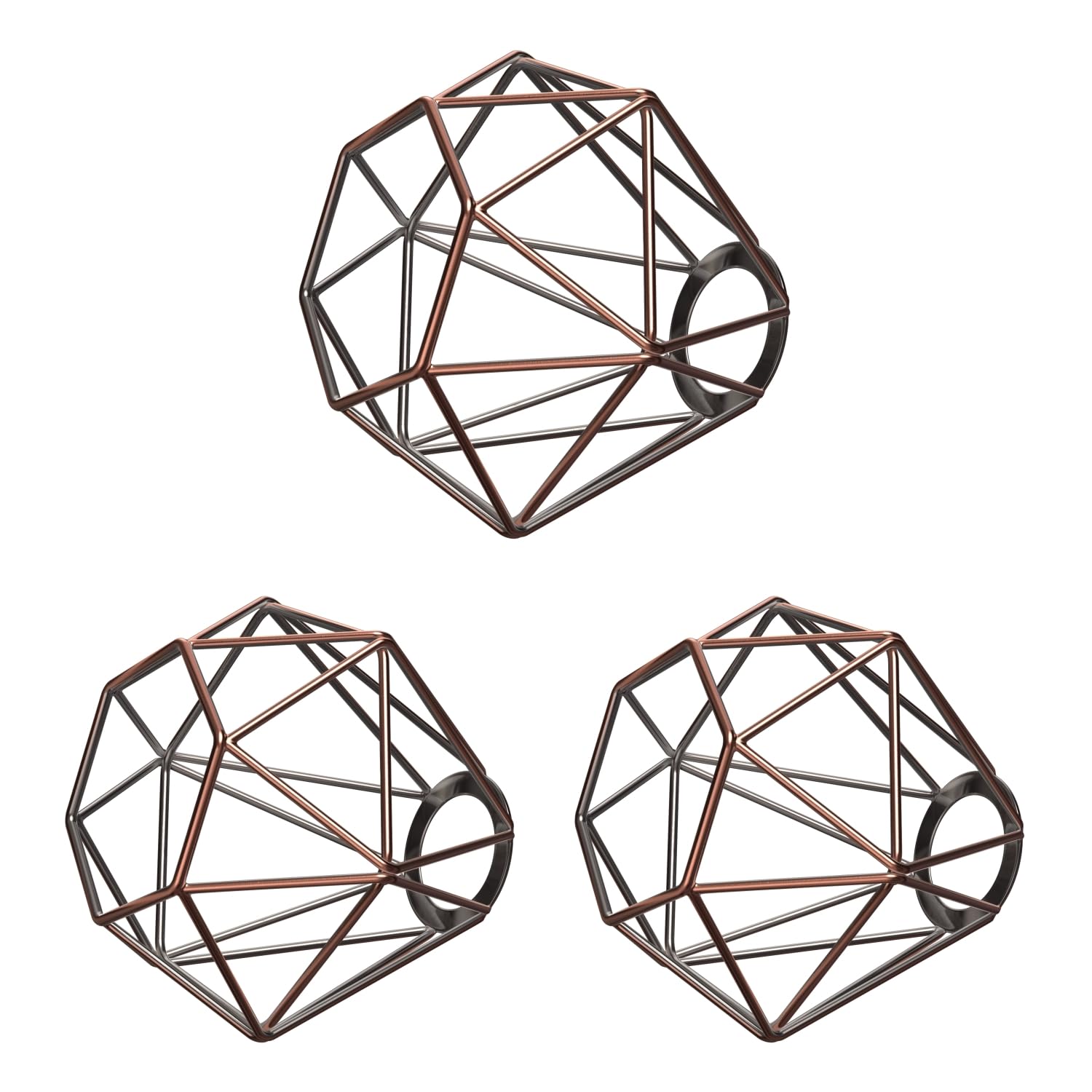 ledscom.de 3 Pieces cage lampshade, Bronze, E27 / E14, 160mm Ø — image 1