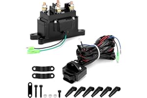 QWORK 12V 250A Winch Solenoid Relay Contactor, Compatible with ATV/UTV | 2000-5000 lbs Winch, with Rocker Thumb Switch Kit