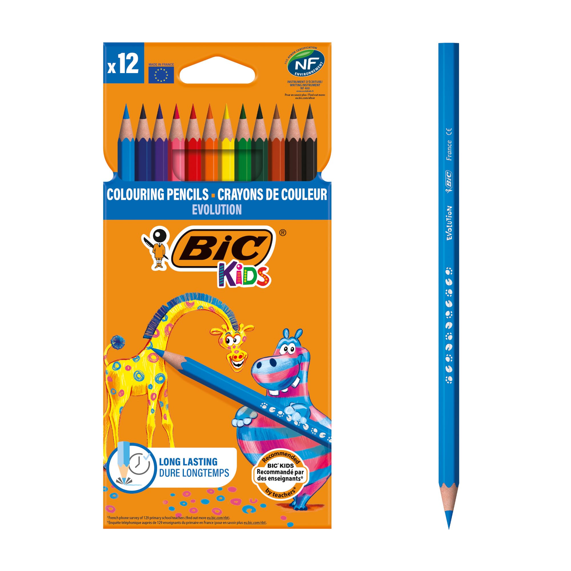 BIC Evolution Colouring Pencils for Kids - Coloured Pencils Perfect for Kids Colouring Books - Pack of 12