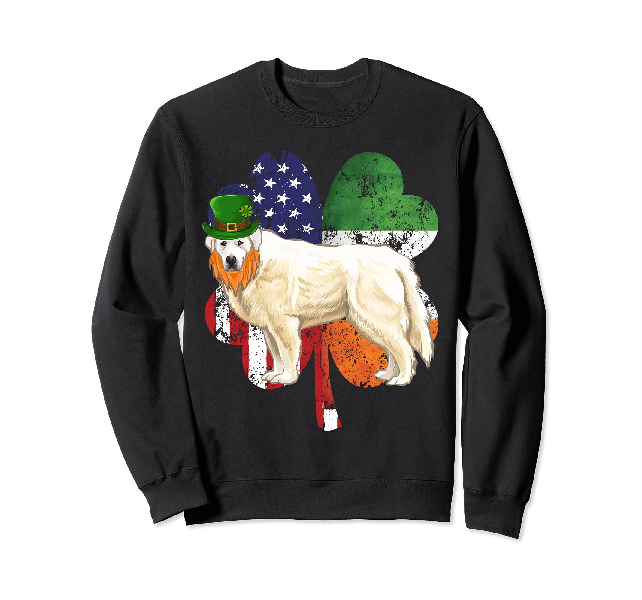 St Patricks Day Irish American Flag Great Pyrenee Dog Sweatshirt
