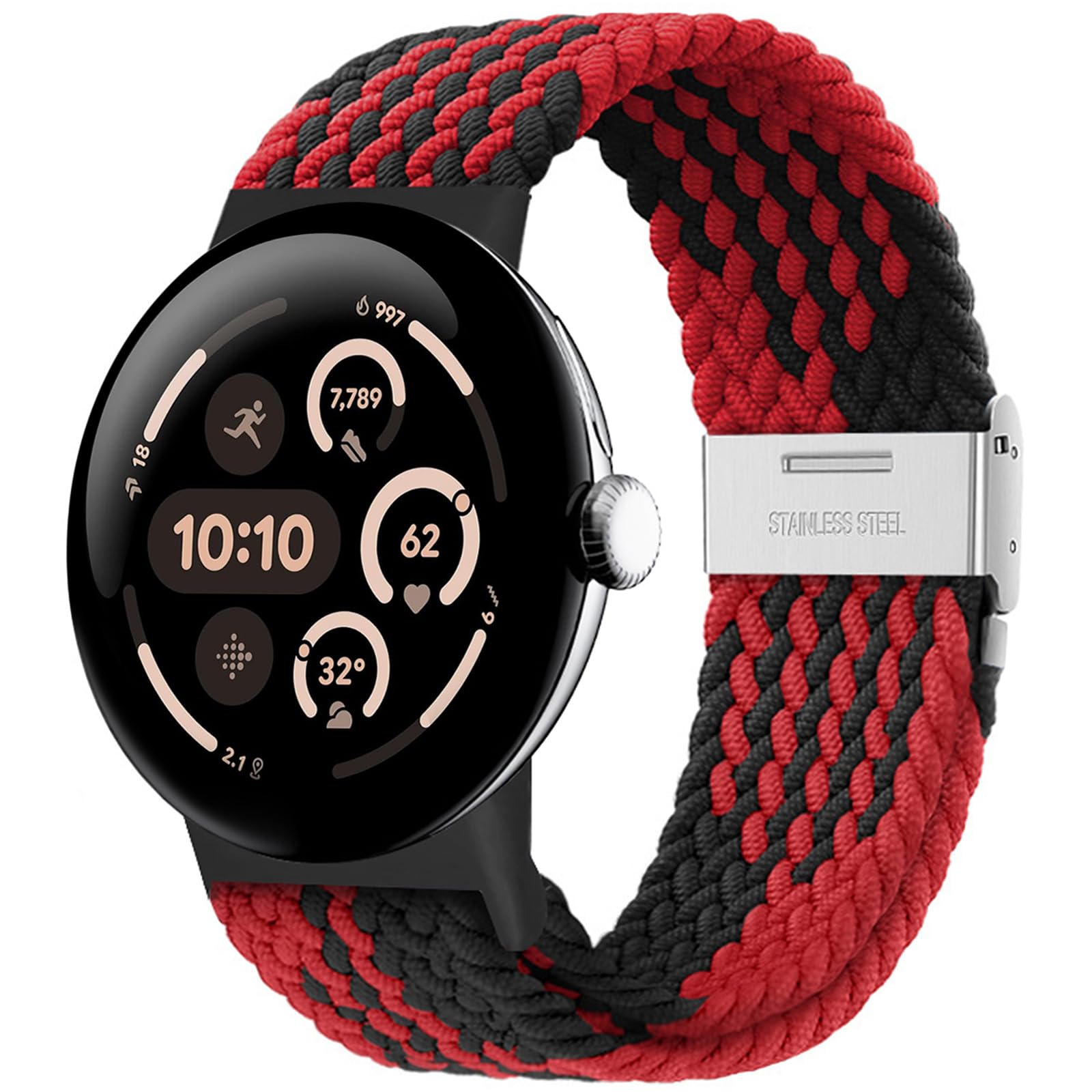 Photo 1 of Eiavike Stretchy Braided Bands Compatible with Google Pixel Watch 3 (45mm), Adjustable Elastic Nylon Woven Breathable Sport Loop Straps for Pixel Watch 45mm Wristbands Women Men