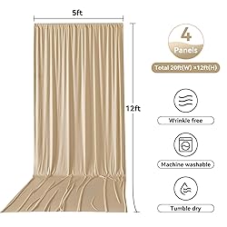 20ft x 12ft Beige Backdrop Curtain for