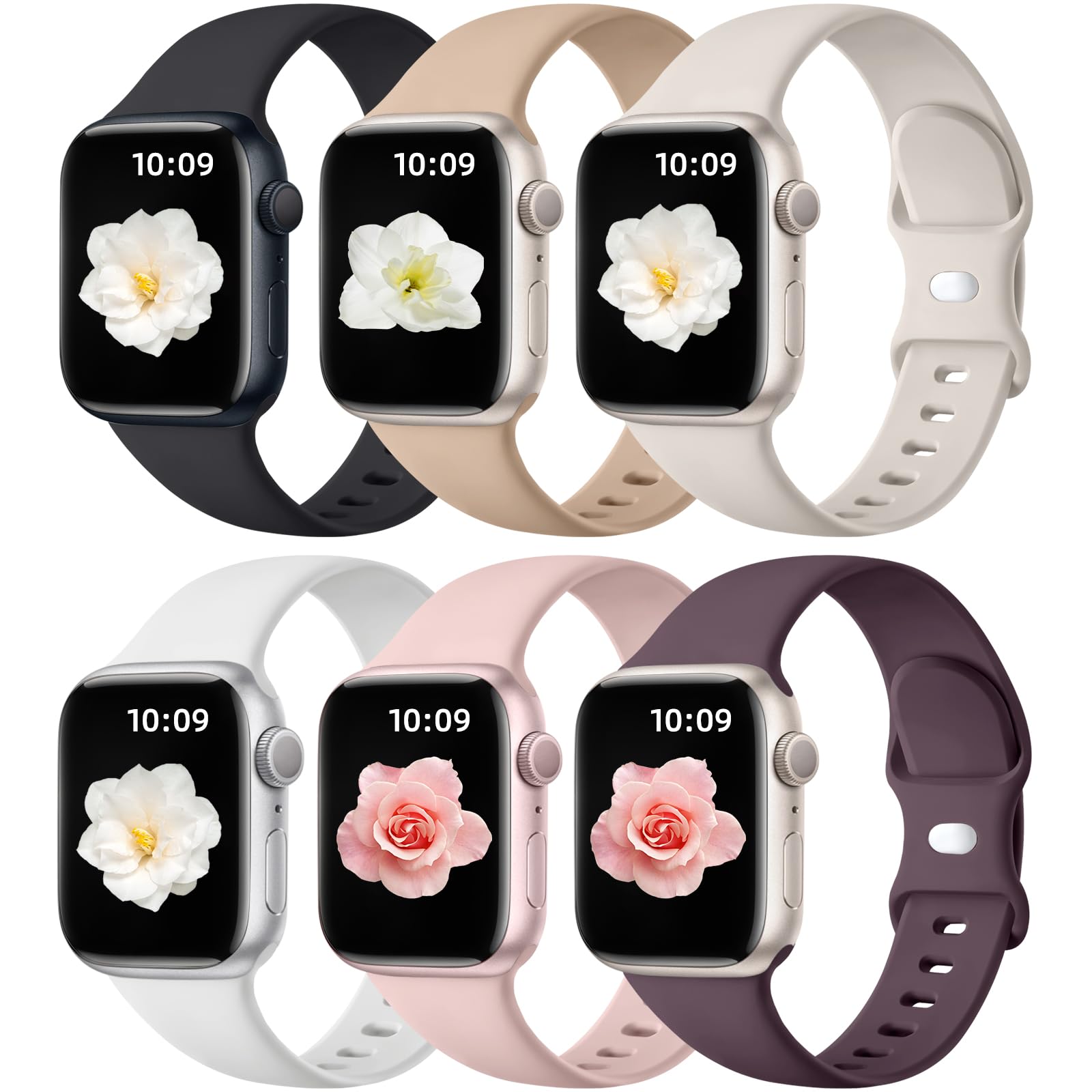 Photo 1 of Maledan Compatible with Apple Watch Band Women Men, Soft Silicone Sport Loop Replacement for iWatch Bands 38mm 40mm 41mm 42mm 44mm Series 11 10 9 8 7 6 5 4 3 SE Ultra 3/2/1