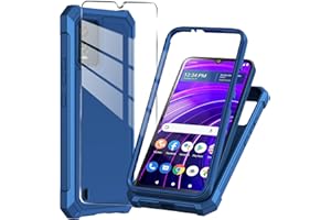 Mocotto for BLU View Speed 5G Phone Case with Tempered Glass Screen Protector,Slim Soft Silicone Full-Body Protective Case for BLU View Speed 5G (Blue)