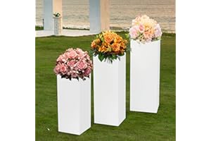 EDUJUAN 3Pcs Square Pedestal Stands for Party, Metal Display Plinth Pillars, Cake Dessert Table Pillar for Wedding Ceremony B