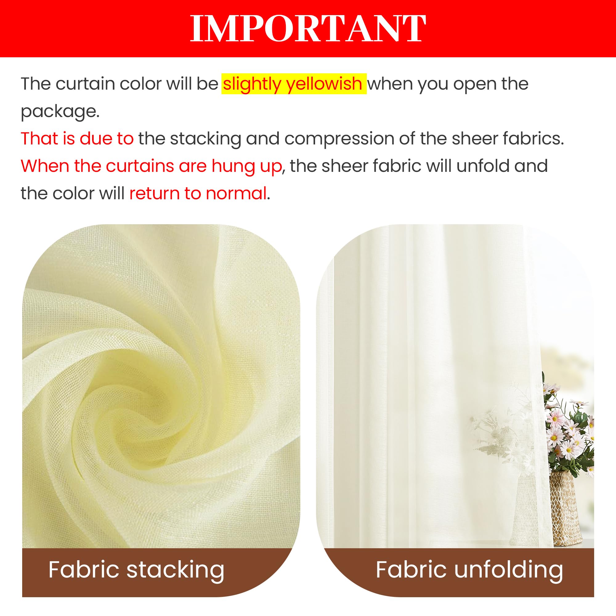 Condition photo showing New/Like New for dreaming casa ivory sheer curtains 96 inches long, rod pocket & back tab light filtering textured sh