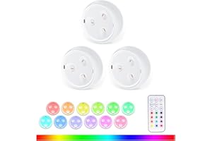 QQLXST Puck Light with Remote, 13 Color Changeable, AAA Battery Operated Push Night Light, Mini Color Changing Under Cabinet Lighting, Dimmable Stick On Lighting for Kitchen, Closet, Bedroom, Shelf