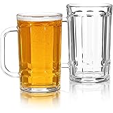 Ocean ice Beer Glasses, Set of 2 Beer Mug, Clear Beer Stein 11oz, Transparent Large Beer Mugs for Freezer, Glass Beer Mug, Glass Beer Mugs with Handles Dishwasher Safe