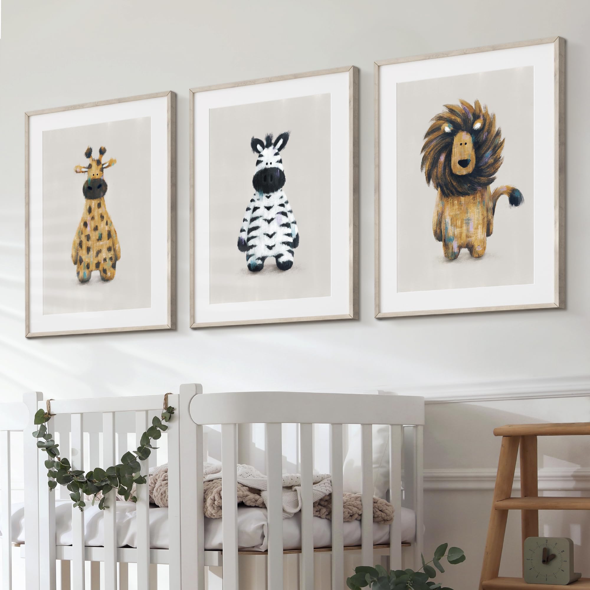 Tigercub Prints Safari Animal Nursery Prints | A3 Set of 3 | Printed on 250gsm Professional Quality Paper | Designed and Printed in UK | Nursery Decor | Baby and Kids Wall Art | Bedroom Decoration