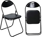 Nyxi Set of 2 Folding Chairs Padded Faux Leather Home Office Black view 8