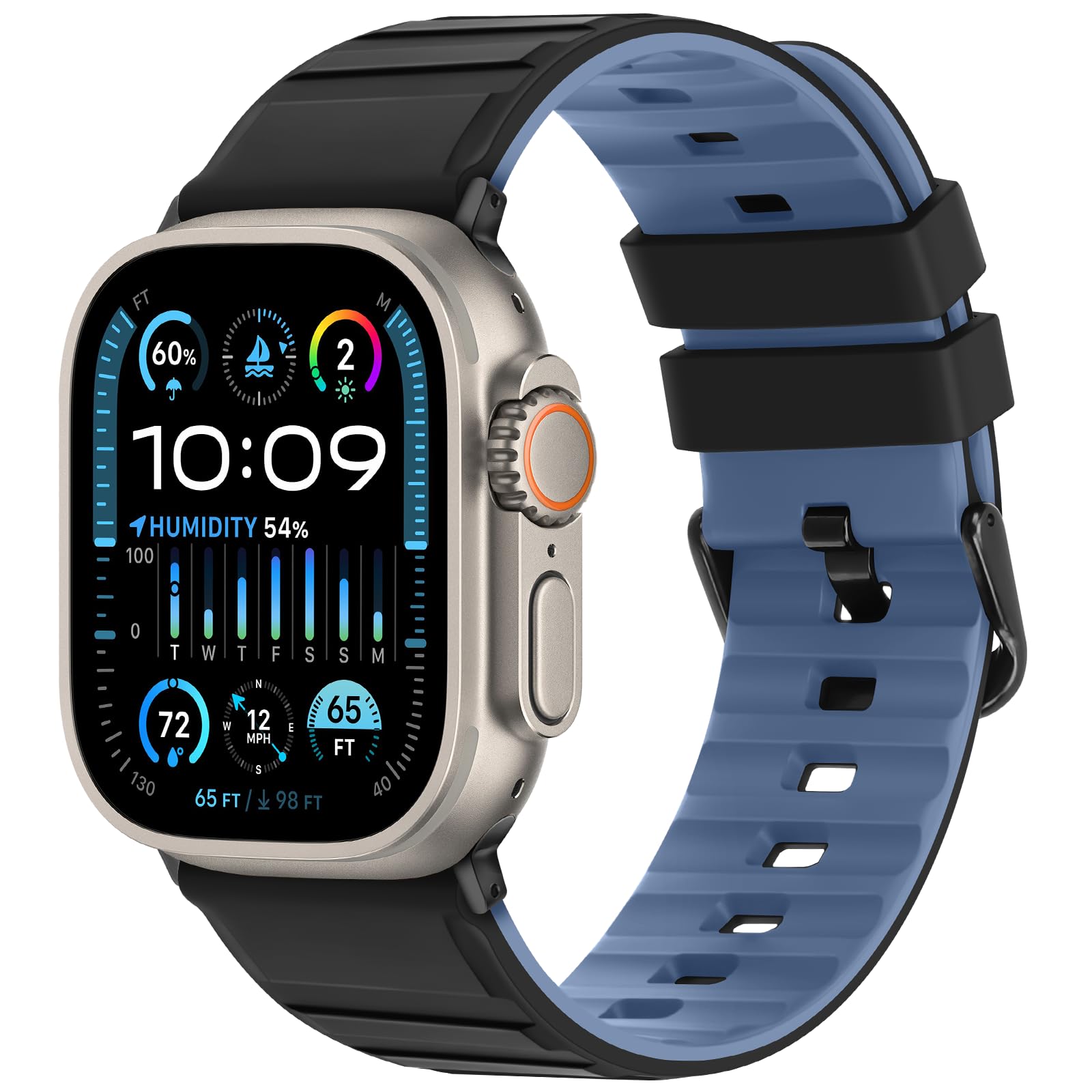 Tasikar Bands Compatible with Apple Watch Band 49mm 46mm 45mm 44mm 42mm Men Women Soft Silicone Breathable Replacement Bands for iWatch Ultra 3 2 1 SE Series 11 10 9 8 7 6 5 4 3 2 1, Black Blue