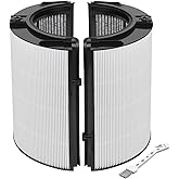 360° Combi Glass True H13 HEPA + Carbon Filter for Dyson HP1 PC1 PC2 TP10 HP10 HP09 TP09 HP07 TP07 TP06 HP06 PH04 PH03 PH02 PH01 DP04 HP4B PH3A TP7A TP7C TP4A TP4B PH2 HP2, 2-in-1 Replacement Filter