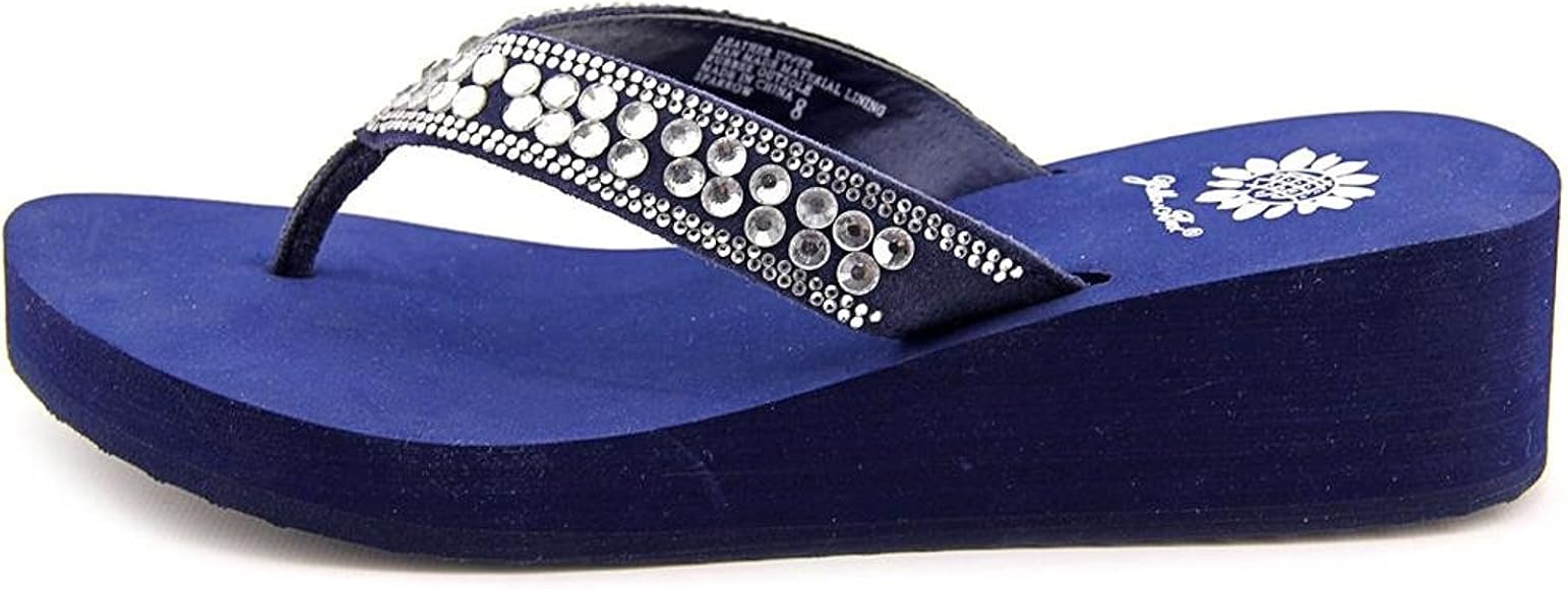 yellow box navy sandals