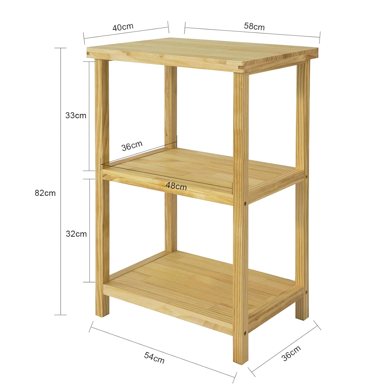 SoBuy FSB22-N Mikrowellenschrank Bäckerregal mit 3 Ablagen Druckertisch