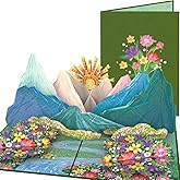 PopLife Wildflower Meadow & Mountains 3D Pop Up Card - Papercraft Greeting Card for Anniversary, Birthday, Valentines, Get Well - Gift for Nature Lovers, Hiking Enthusiasts, Outdoorsy Sister, Mother