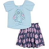Disney Girls Square Neck T-Shirt and Smocked Skirt Outfit Set Toddler to Big Kid Sizes (2T - 14-16)