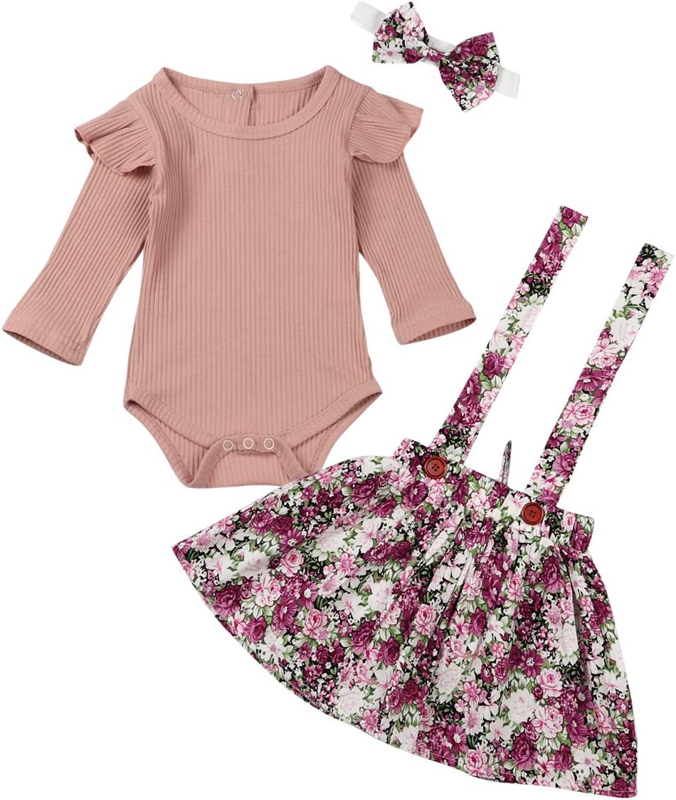 Toddler Infant Baby Girl Clothes Ruffle Sleeveless Summer Princess Boho Floral Sunflower Skirt with Headband Dress Set