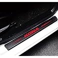 Duol Duoles 4Pcs Door Sill Protector Reflective 4D Carbon Fiber Leather Sticker Door Entry Guard Stickers Scuff Plate Stickers for Hyundai KONA (Red) (DEG-KN)