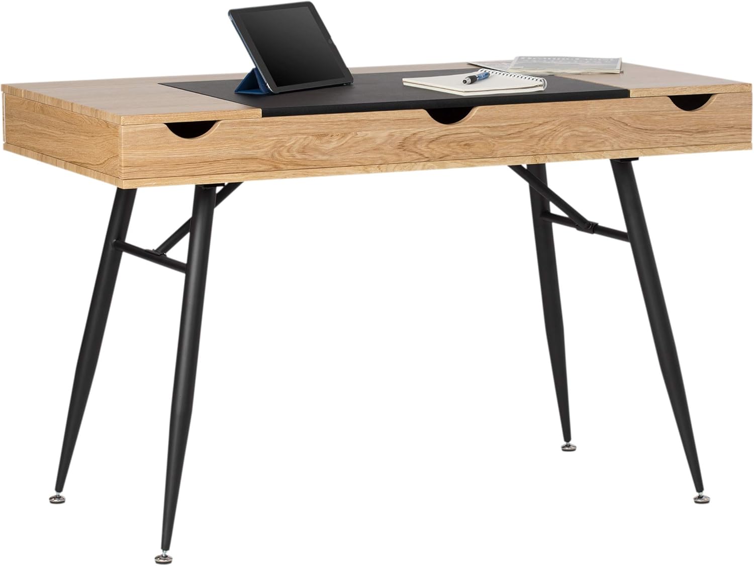 Calico Designs Desk with Storage, Metal, Black Graphite/Ashwood, 47.25