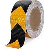 XFXIA Reflective Tape, 2 Inch x 65 Feet, Yellow Black Outdoor Waterproof High Viscosity Safety Reflective Tape for Trailers, 