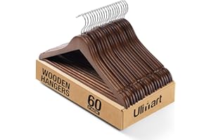 Ulimart Wooden Hangers - 60 Pack Solid Shirt Hangers, Heavy Duty & Slim Coat Hanger, For Suit, Coat, Jacket, Pants (Walnut)