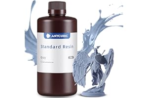 ANYCUBIC 3D Printer Resin, 405nm LCD UV-Curing Resin, High Precision & Rapid Photopolymer 3D Resin for LCD/DLP/SLA Resin 3D Printer (Grey, 1kg)