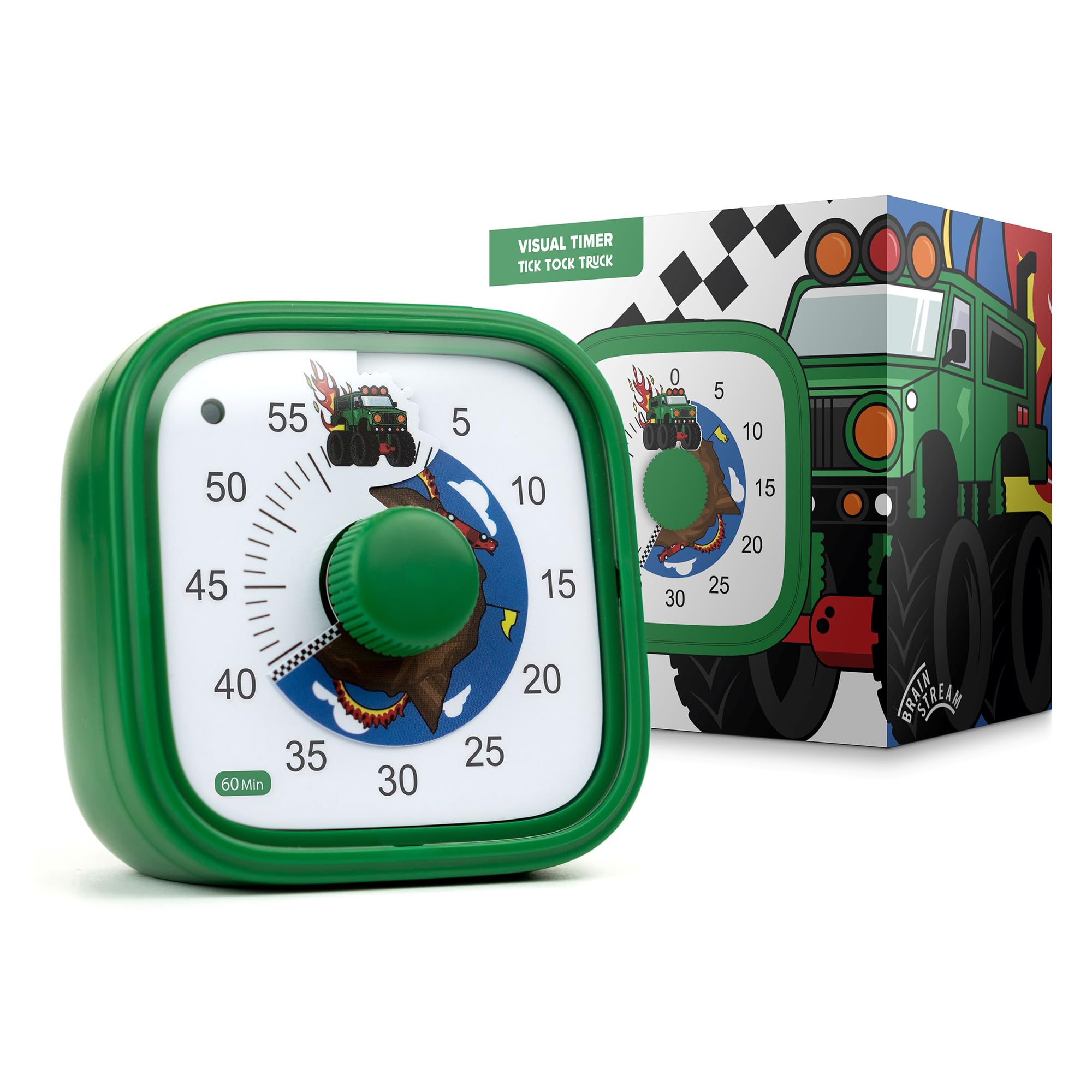 Visual Timer for Kids - TickTock Monster Truck - Time Management Tool - 60 Minute Countdown - Promotes Concentration & Productivity - For School, Play, Learning, Brushing Teeth - Colourful & Fun