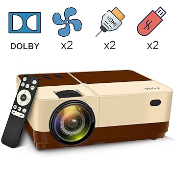 Wsky 2019 Newest LCD LED 2800 Lumens Portable Home Theater Video Projector, Support HD 1080P Best for Outdoor Movie Night, Family, Compatible with Phone, PS4, Xbox, HDMI, USB, SD(Brown)
