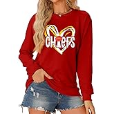 JDyymiys Football Sweatshirt Women Game Day Sweatshirts Football Team Fans Pullover Shirt Heart Graphic Long Sleeve Tops