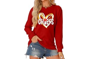 JDyymiys Football Sweatshirt Women Game Day Sweatshirts Football Team Fans Pullover Shirt Heart Graphic Long Sleeve Tops