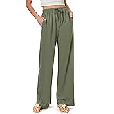 keriffe Summer Outfits Flowy Palazzo Pants for Women High Waisted Wide Leg Beach Casual Vacation Pants Trousers Pockets