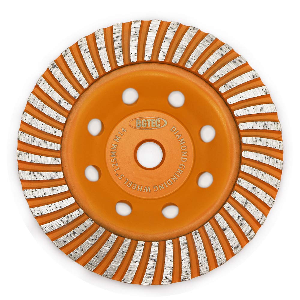 Diamond Cup Surface Grinding Wheel,BGTEC 125MM Turbo Row Concrete Diamond Grinder Disc with M14 thread for Polishing and Cleaning Grinder Concrete Granite Stone Marble Masonry