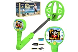 DR.ÖTEK Metal Detector for Kids - Innovative 2.4” Color LCD Display, 6.7” LED-Lit Coil, Adjustable & Lightweight Kids Metal Detector with Safe Rubber Grip, STEM Gifts for Boys & Girls Ages 3-12, Green